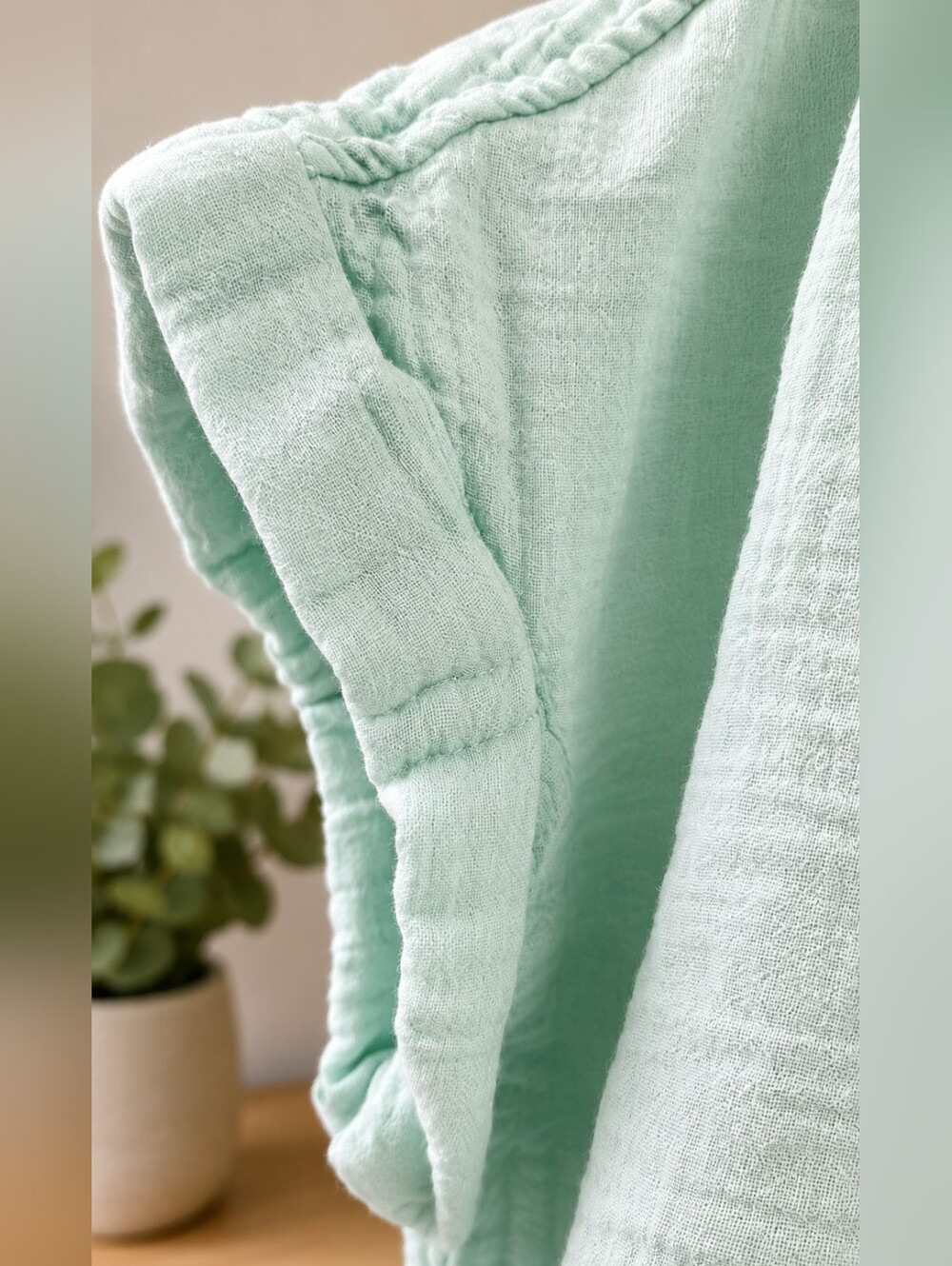 Style & Co Mint Green Gauze Cotton Blouse Large Boho Top - Picture 10 of 13
